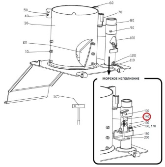 Фиксирующее гнездо (морское исполнение) Hallde 37505 (Цилиндр подачи A) в ШефСтор (chefstore.ru)